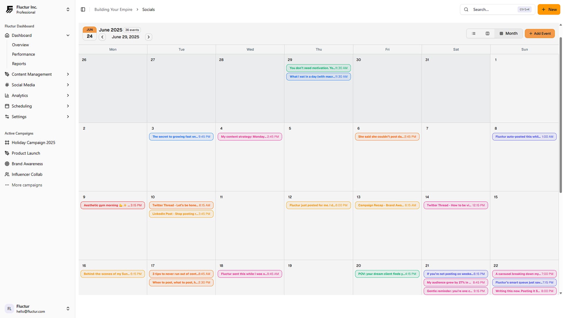 Fluctur Dashboard - Content Operations Platform