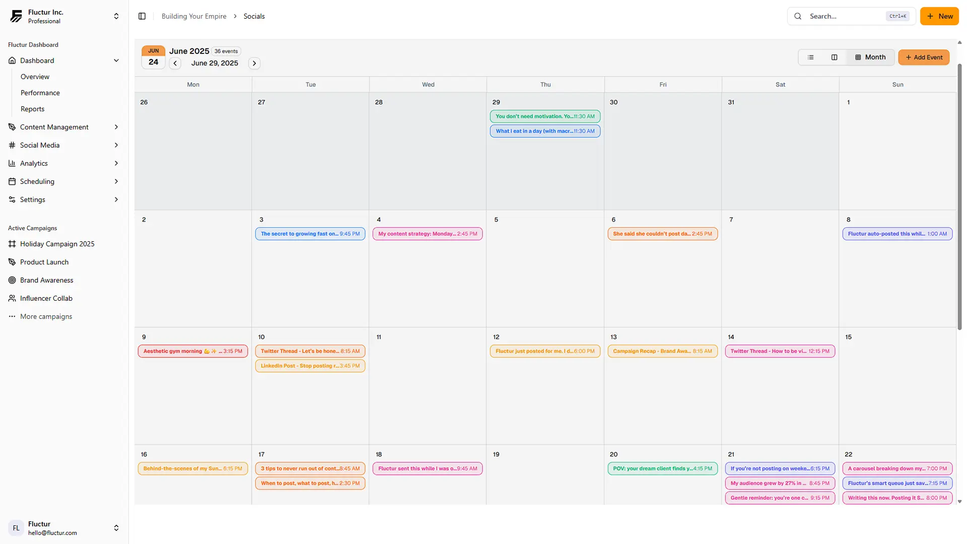 Fluctur Dashboard - Content Operations Platform